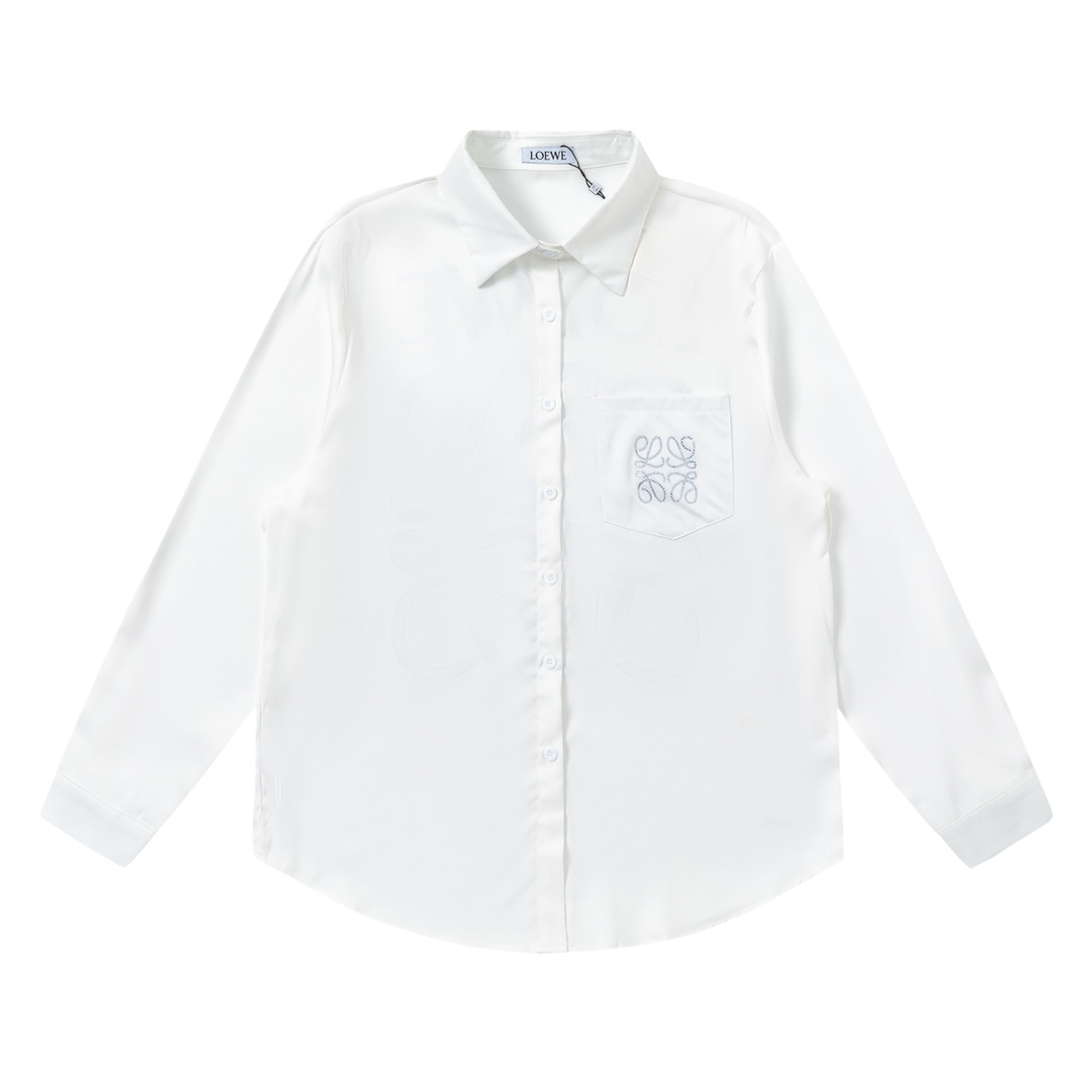 Luxurious Loewe 23ss Silk-Crayed Long Sleeve Shirt in Various Sizes – Sun-Proof Unisex Suit - 图片 1