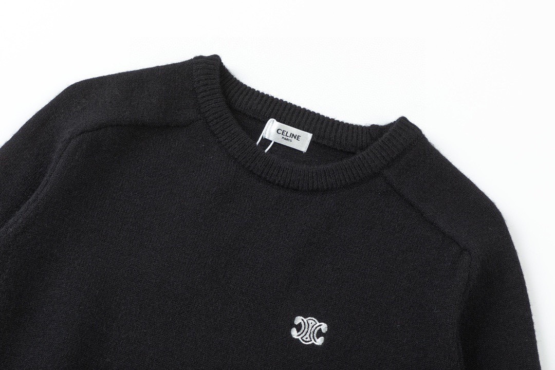 Luxury Embroidered Sweater: Celine/Céline High-Quality Unisex Design in Black, Various Sizes - 图片 5
