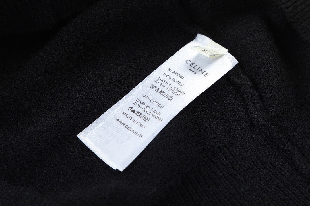 Luxury Embroidered Sweater: Celine/Céline High-Quality Unisex Design in Black, Various Sizes - 图片 7