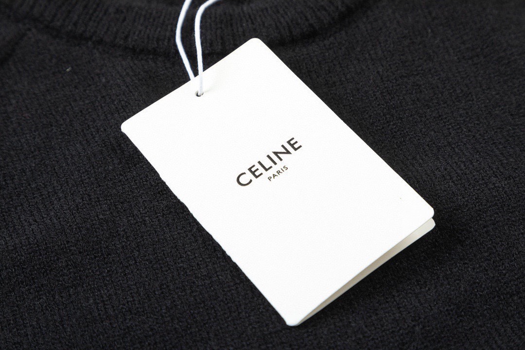Luxury Embroidered Sweater: Celine/Céline High-Quality Unisex Design in Black, Various Sizes - 图片 8