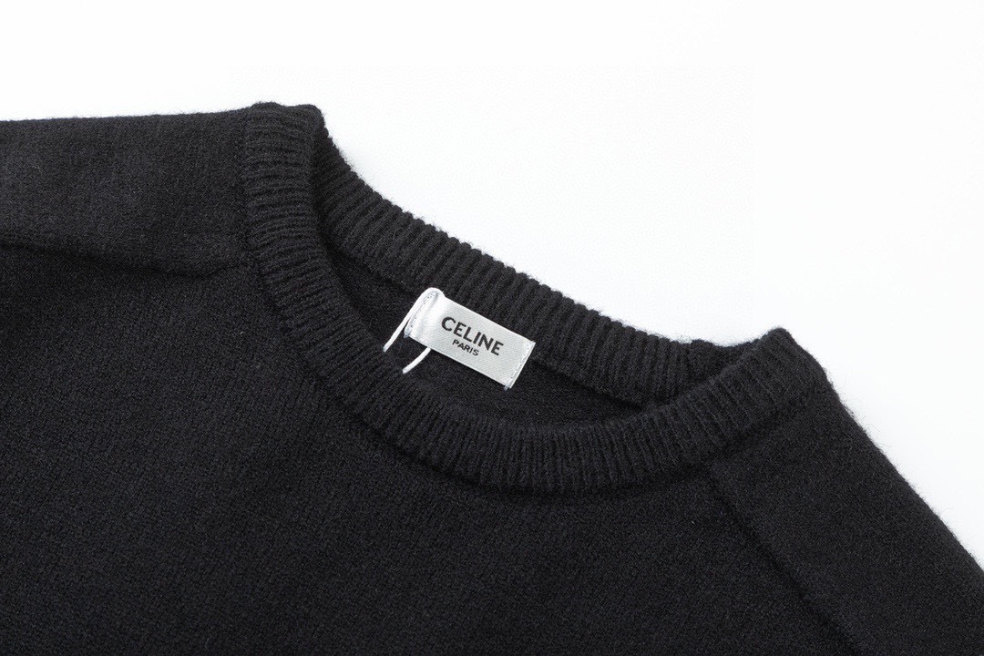 Luxury Embroidered Sweater: Celine/Céline High-Quality Unisex Design in Black, Various Sizes - 图片 3