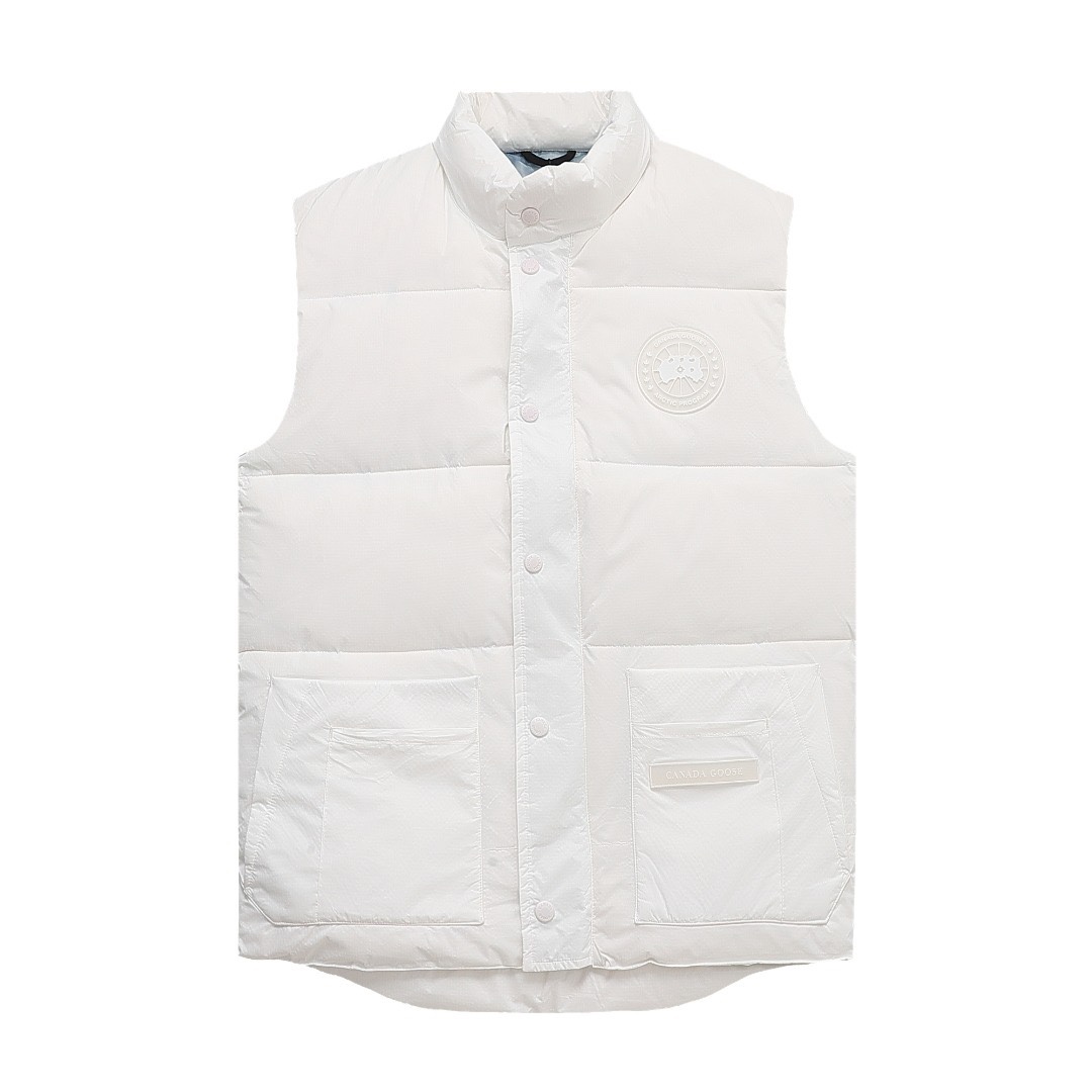 【Blanco】 Canadagoose/Canada Goose chaleco de plumas glaciar de etiqueta blanca, nuevo modelo de la serie 'Aurora Boreal…