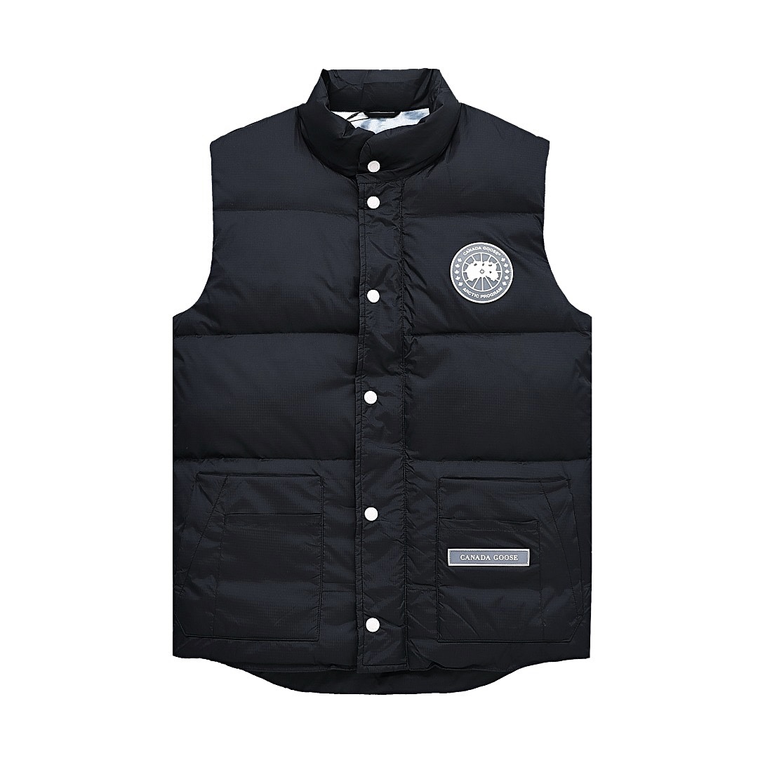 【Negro】 Canadagoose/Canada Goose Chaleco de plumón glaciar de etiqueta blanca, nuevo artículo de la serie 'Aurora Borea…