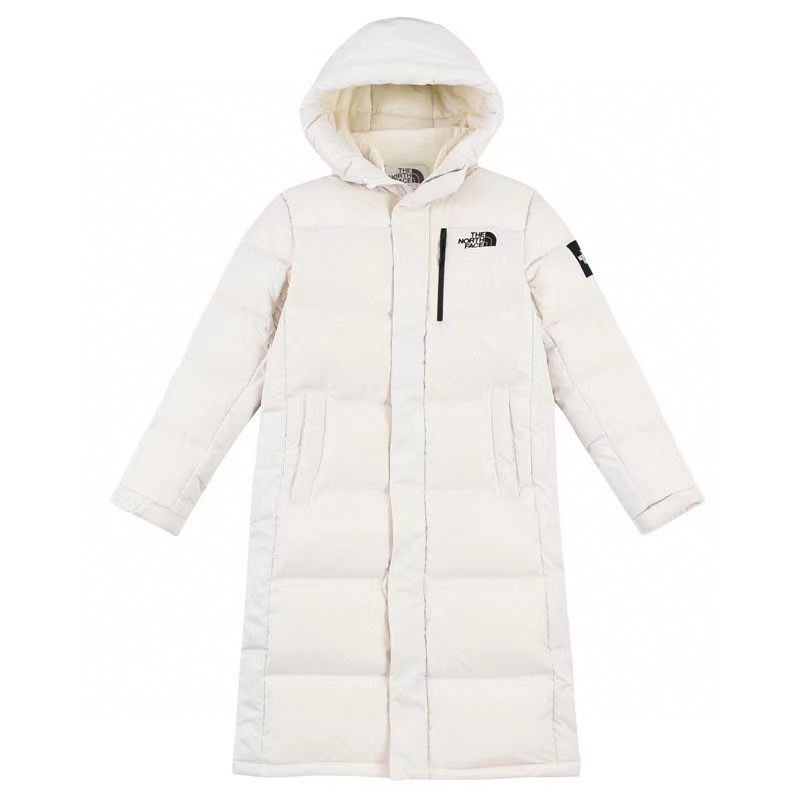 The North Face Clothing Down Jacket Black White Embroidery Unisex Polyester Goose Down Hooded Top