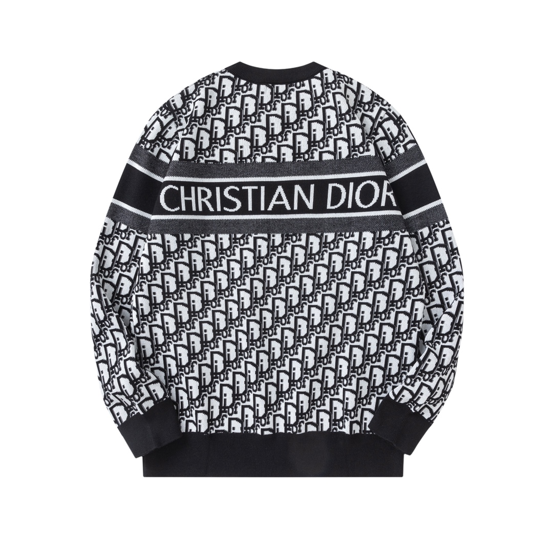 Luxurious Monochrome Knit Sweater by Dior: Classic Elegance with Logo Detail - 图片 2