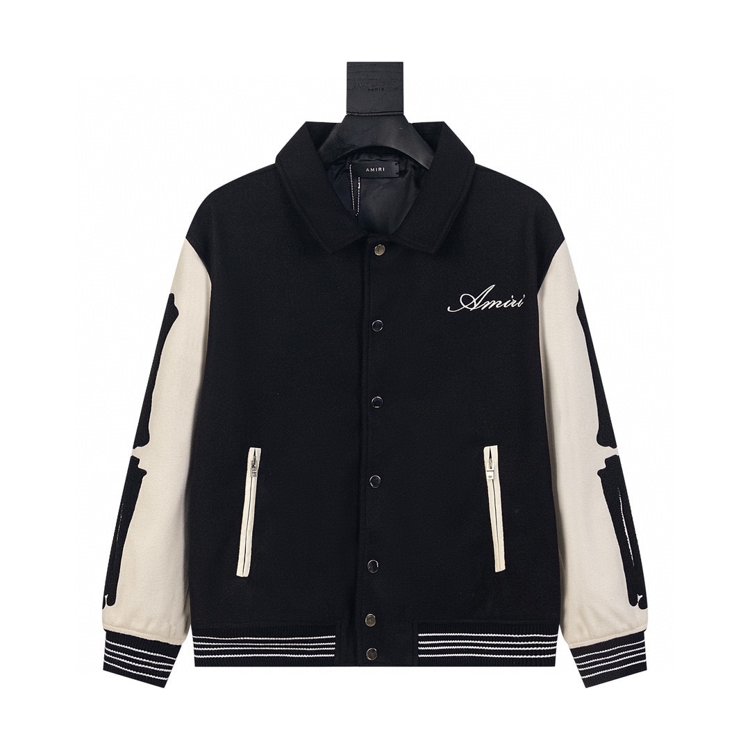 Ami Chaqueta tipo béisbol con mangas de contraste, estilo universitario de pana, unisex. Diseño de estilo universitario…