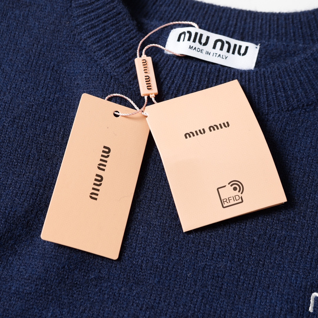 Miumiu/Mum 24FW Embroidered Teddy Sweater, Wool Blend, One Size Fits All - 图片 6