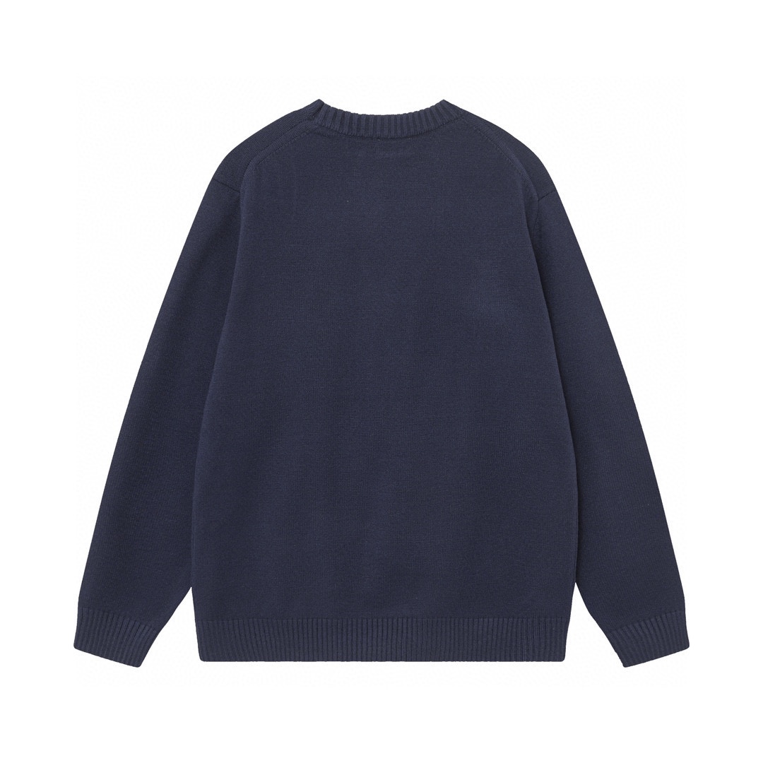 DIOR Animal Drawings Long Sleeve Sweaters in Navy Blue and Yellow - 图片 2