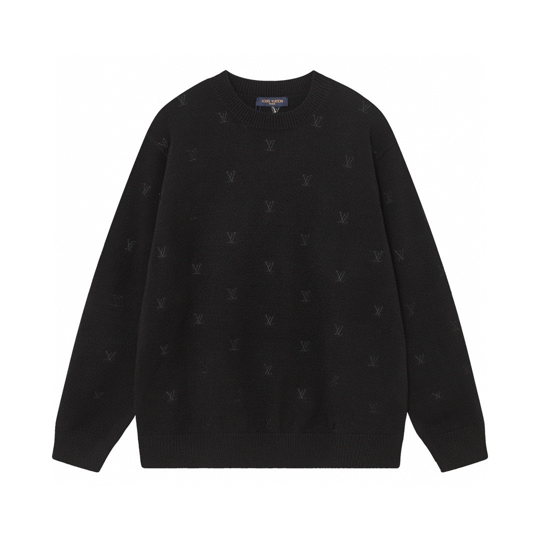 Louis Vuitton SS24 Sweater with Lv Biason Pattern in Black, Sizes S M L - 图片 1