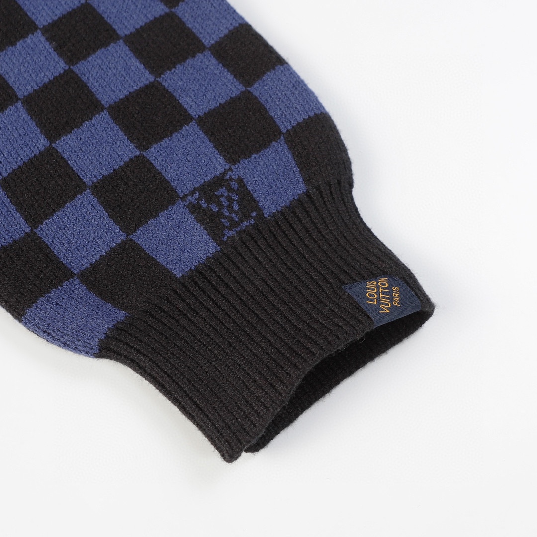 Louis Vuitton V-Collar Sweater with Wavy Damier Flower Design – Recreational Profile Knit - 图片 8
