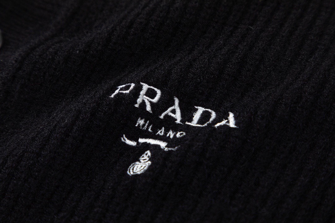 Prada 23fw Wool Knitting Shirt with Embroidery: High-Quality Italian Design - 图片 4