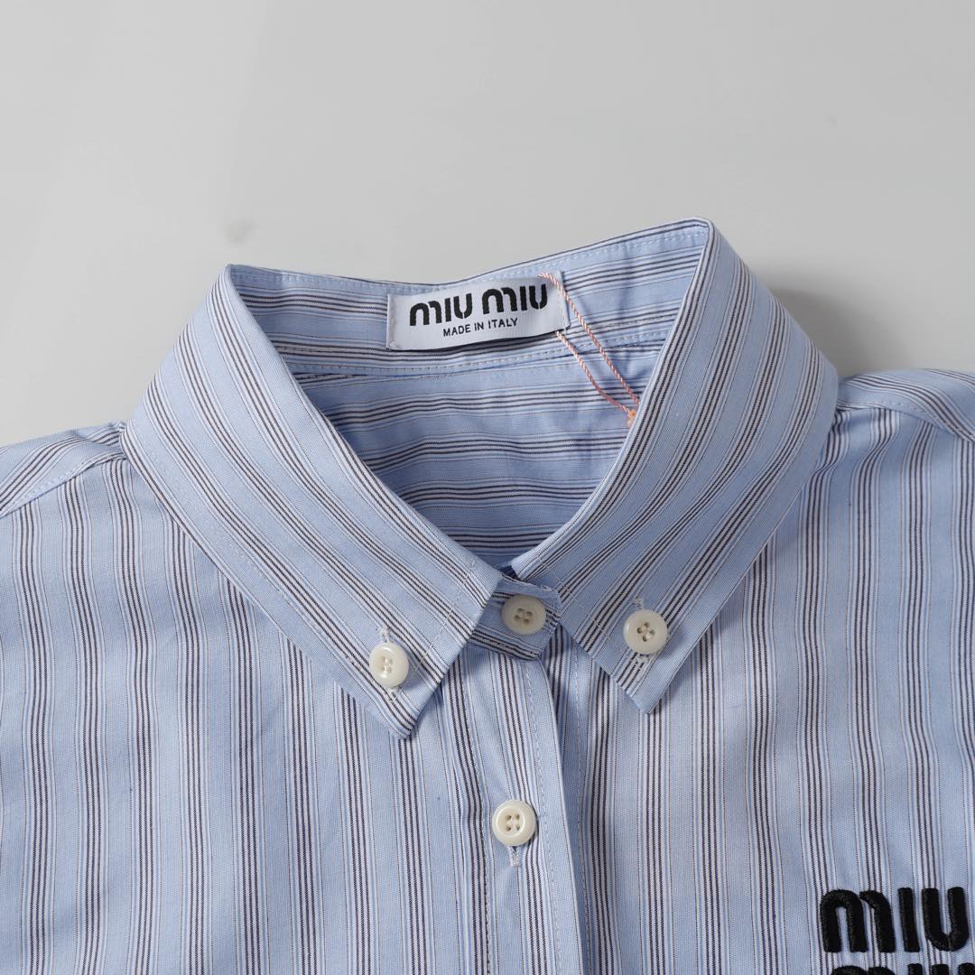 MiUMIU/Mumu24ss Embroidered Regular Shirt: Original Quality, Stylish Design, Perfect for Daily Wear - 图片 6
