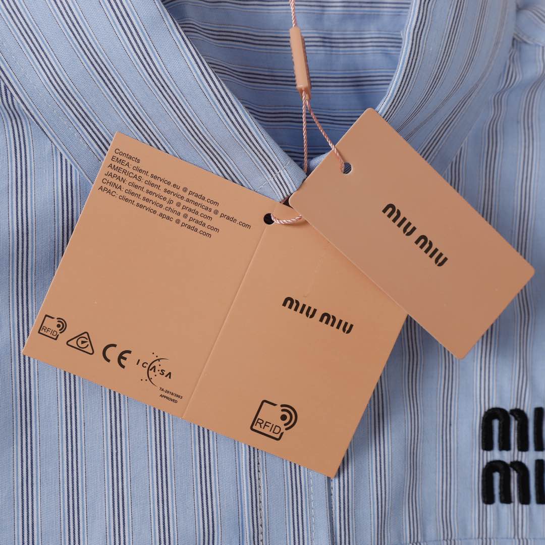 MiUMIU/Mumu24ss Embroidered Regular Shirt: Original Quality, Stylish Design, Perfect for Daily Wear - 图片 5