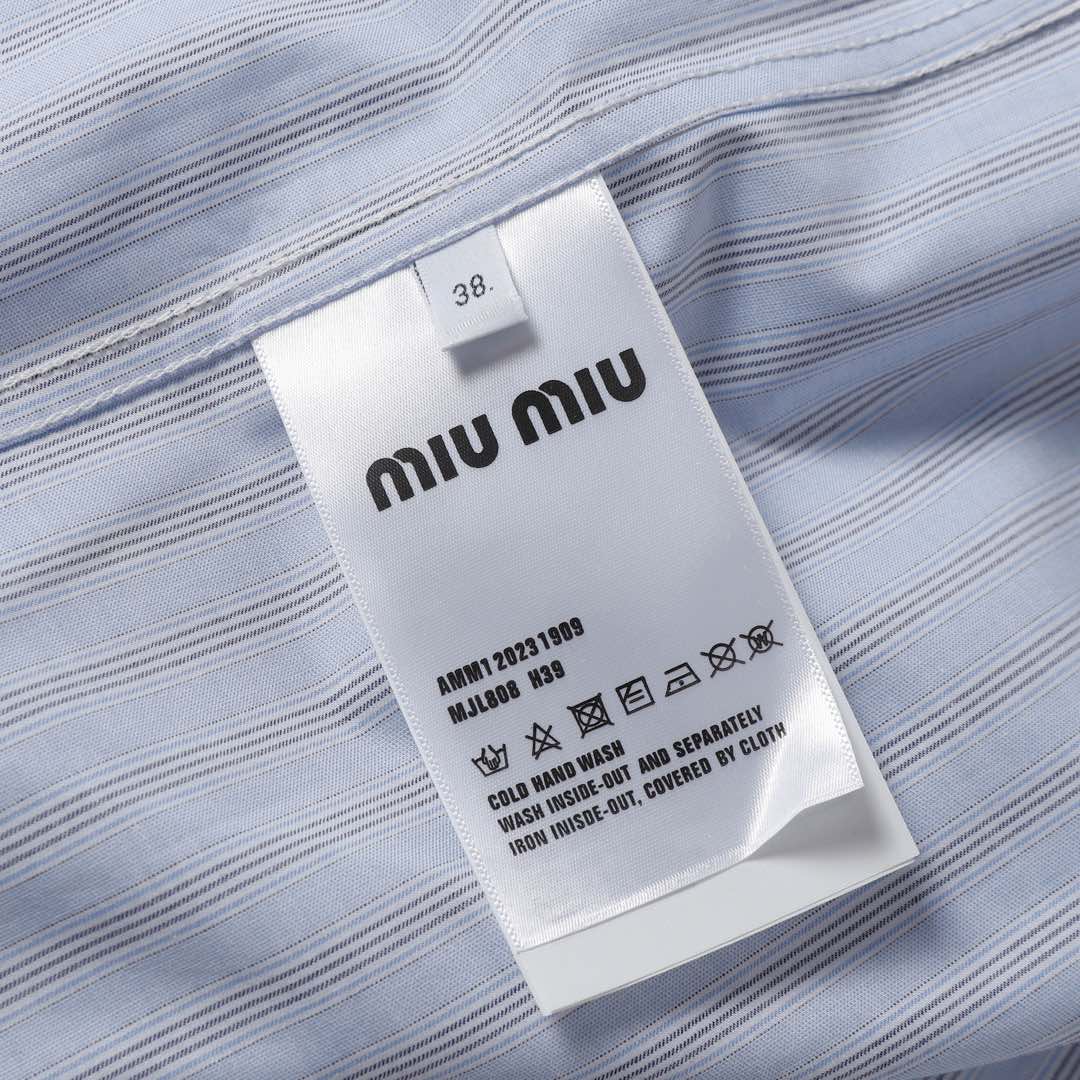 MiUMIU/Mumu24ss Embroidered Regular Shirt: Original Quality, Stylish Design, Perfect for Daily Wear - 图片 7