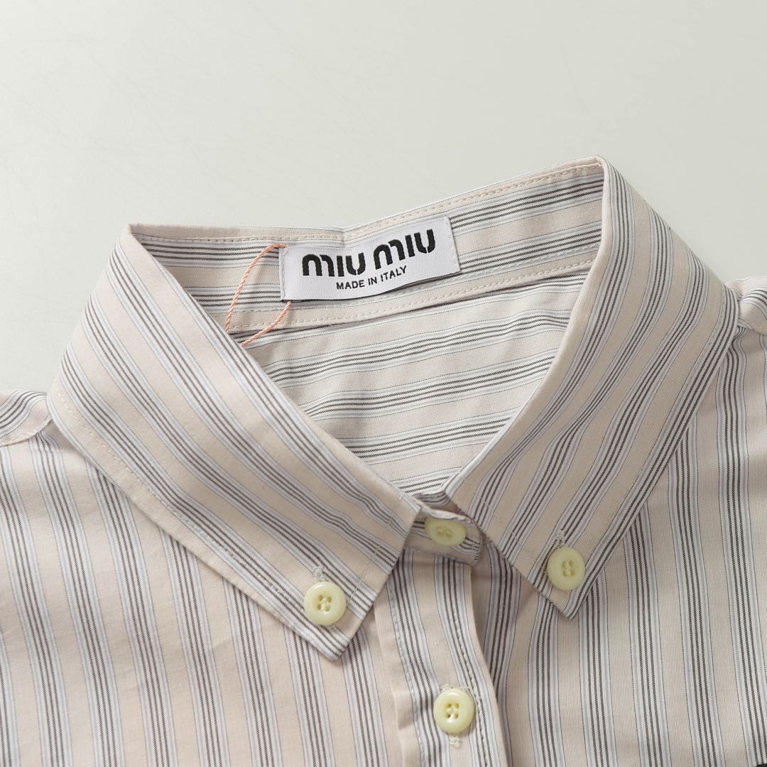 Brand-new Embroidered Shirt from MiUMIU/Mumu24ss: High-Quality Cotton Fabric, Stylish Design - 图片 9