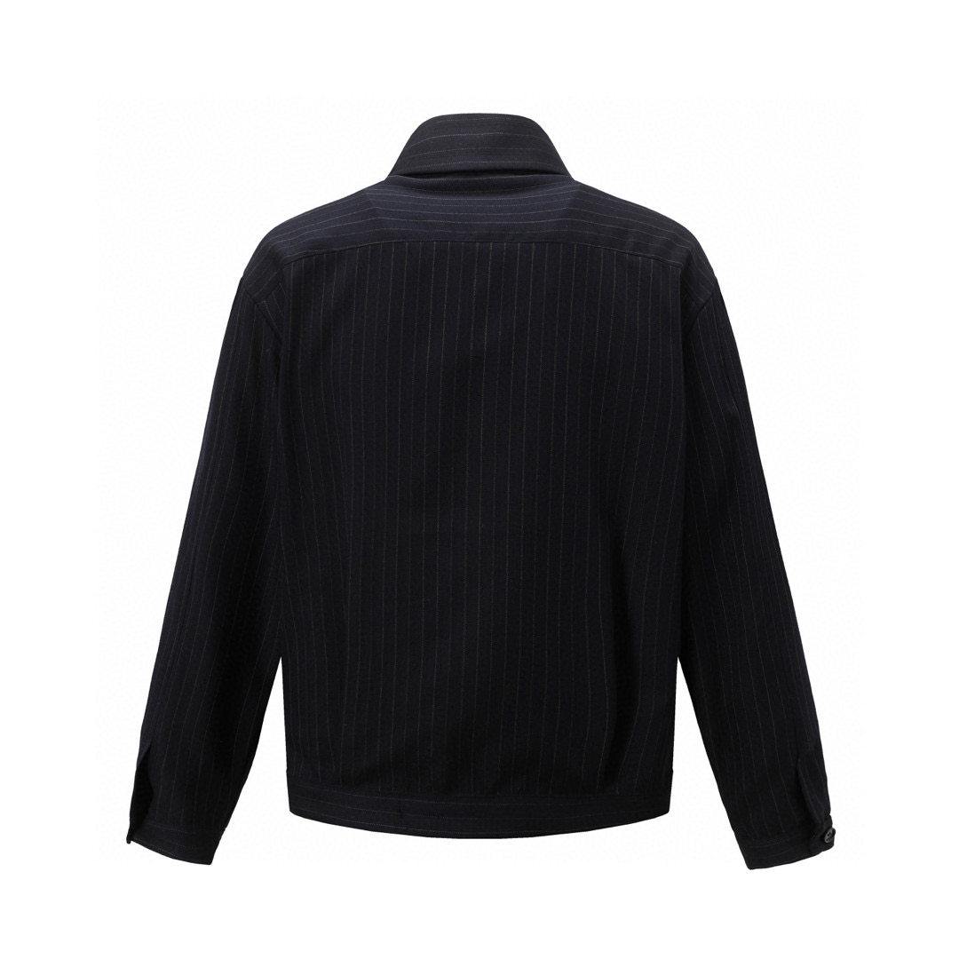 Miumiu Striped Jacket: Wool Blend, Laser Burnout, Embroidered Logo, Elegant Design - 图片 2