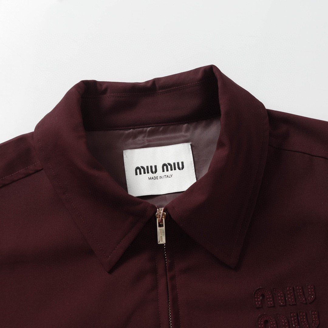 Luxury Wool Bell Jacket MiuMiu/Mumu Red Wine 1:1 TRA Quality Summary - 图片 4