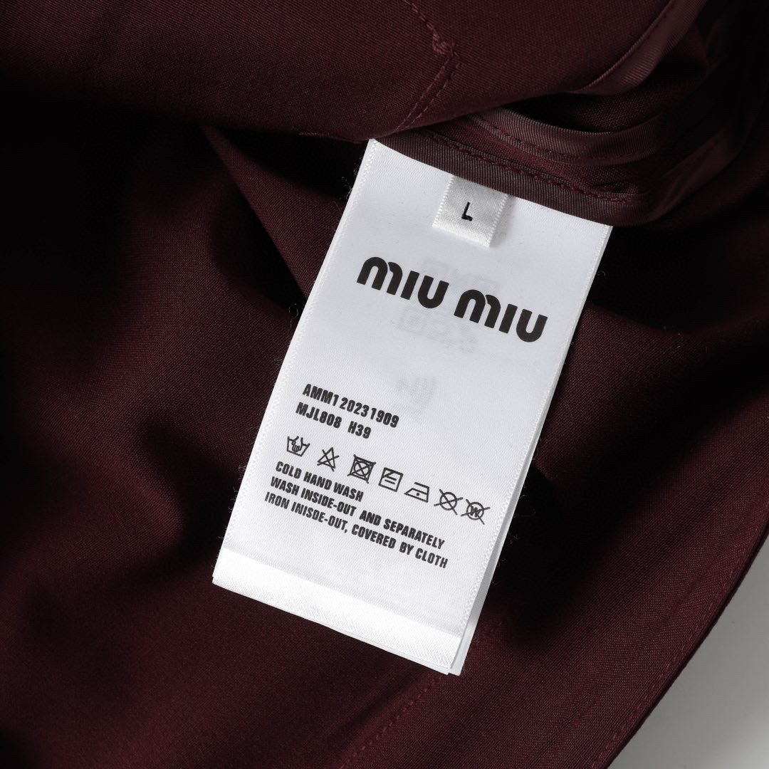 Luxury Wool Bell Jacket MiuMiu/Mumu Red Wine 1:1 TRA Quality Summary - 图片 8