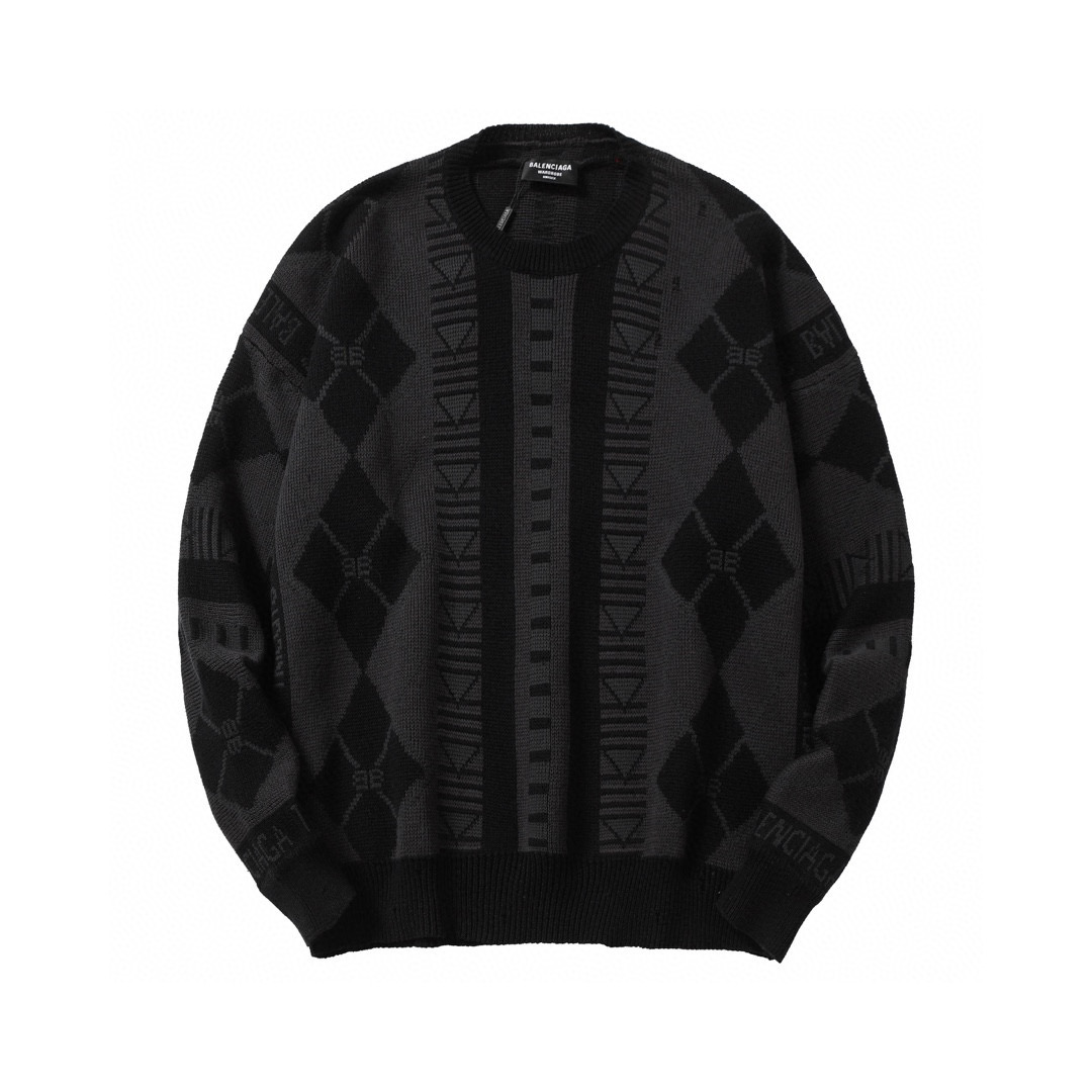 Balenciaga Geometrics Sweater: High-Quality Design Process with Multi-Coloured Detailing - 图片 1