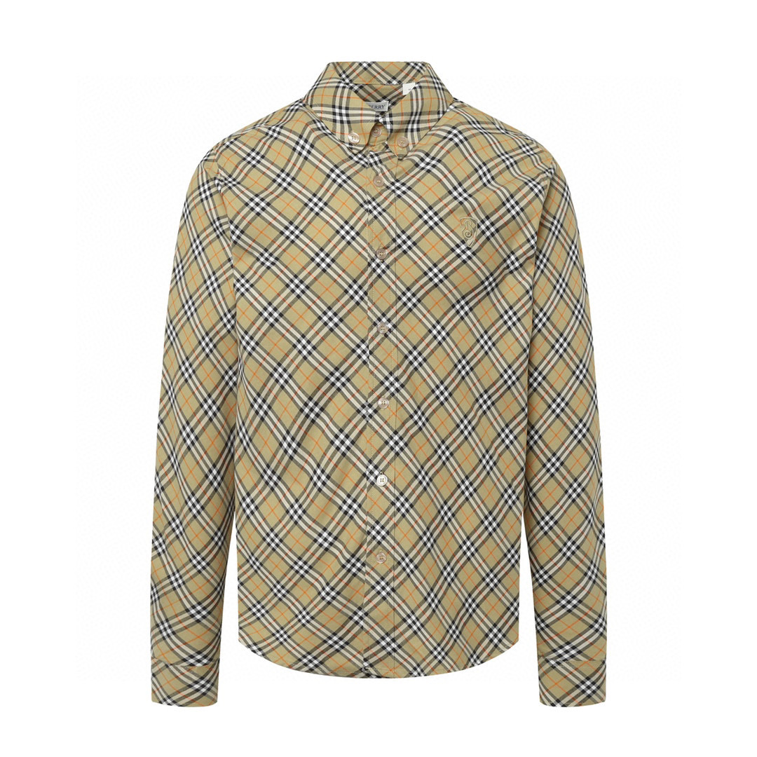 （官网11原单品质)
Burberry/巴宝莉24ss新款刺绣格纹棉质衬衫
新款法兰绒衬衣，面料原柒厂1