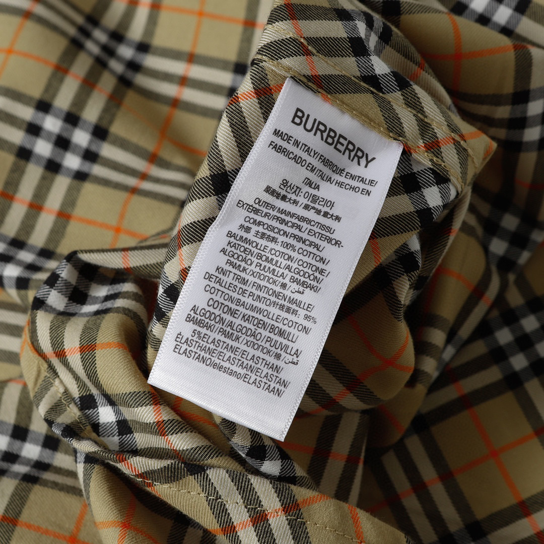 （官网11原单品质)
Burberry/巴宝莉24ss新款刺绣格纹棉质衬衫
新款法兰绒衬衣，面料原柒厂1