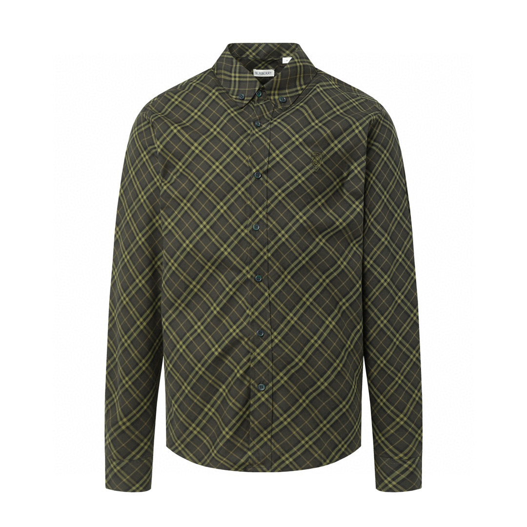 （官网11原单品质)
Burberry/巴宝莉24ss新款刺绣格纹棉质衬衫
新款法兰绒衬衣，面料原柒厂1