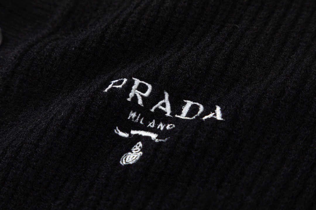 Prada Wool Knit Cardigan with Embroidered Logo - Fall/Winter Collection 5 i1740820431545 996 0 3