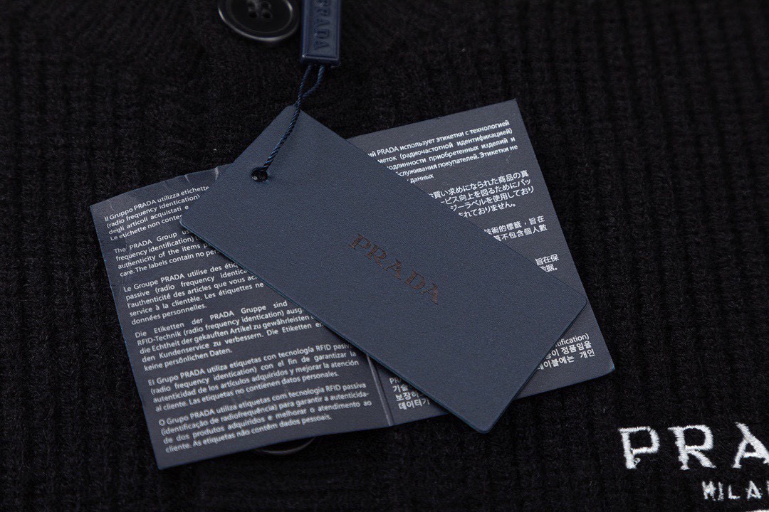 Prada Wool Knit Cardigan with Embroidered Logo - Fall/Winter Collection 8 i1740820431546 8143 0 7