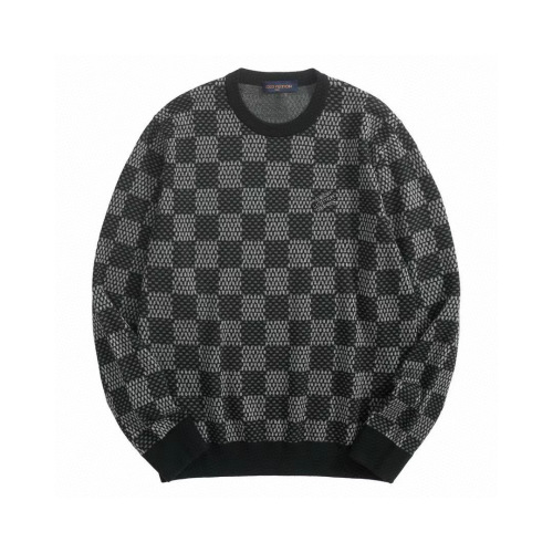 Louis Vuitton Suéter de Cuello Redondo con Diseño a Cuadros Gris para Uso Diario 1 Louis Vuitton Suéter de Cuello Redondo con Diseño a Cuadros Gris para Uso Diario
