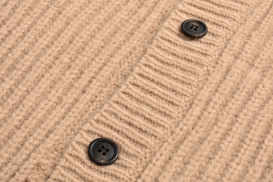 Prada 22FW Khaki Wool Cardigan with Embroidered Logo - Coarse Knit 6 i1740823561573 7590 0 4