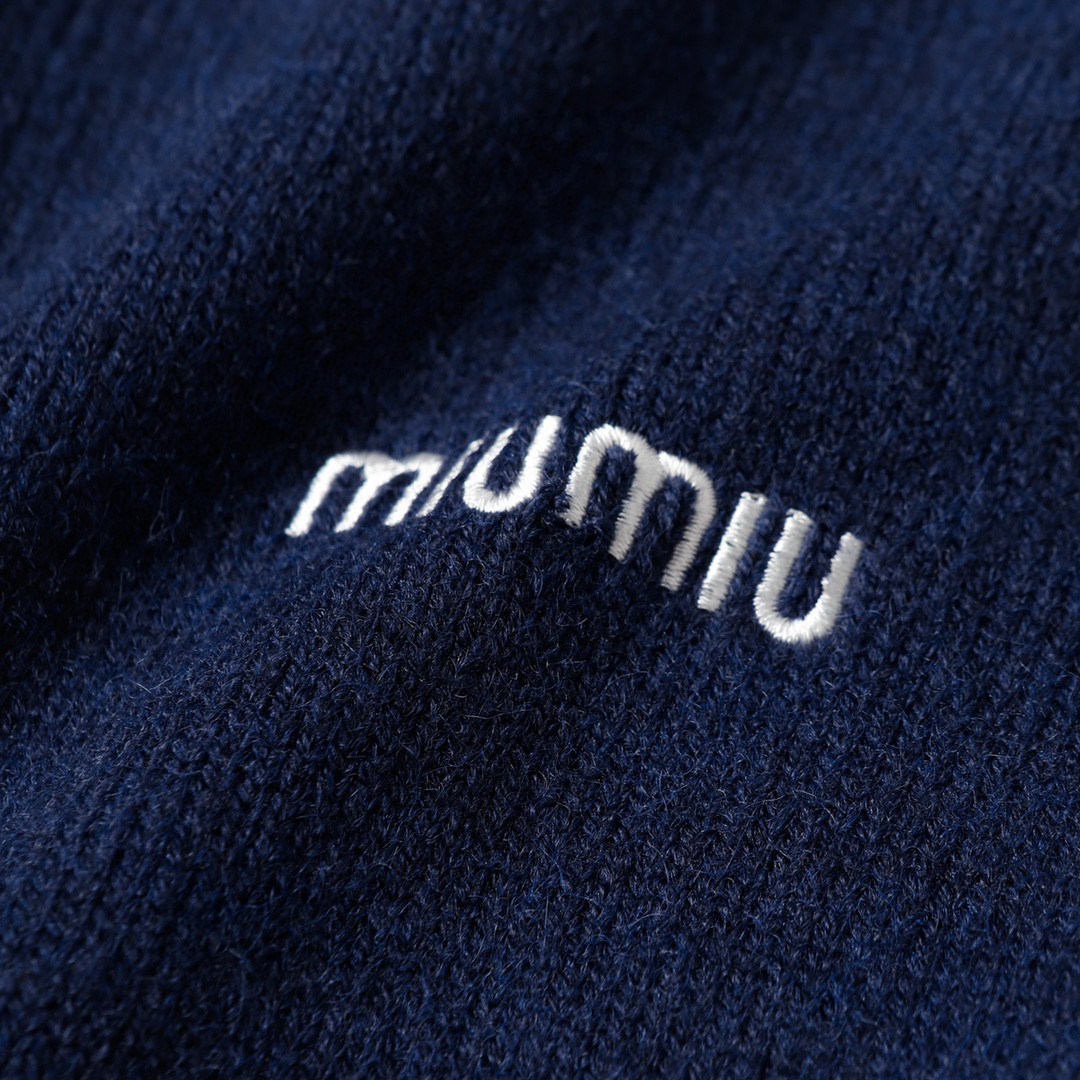 Miu Miu Women's Blue Embroidered Teddy Wool Blend Crew Neck Sweater 6 i1740823930700 6845 0 4