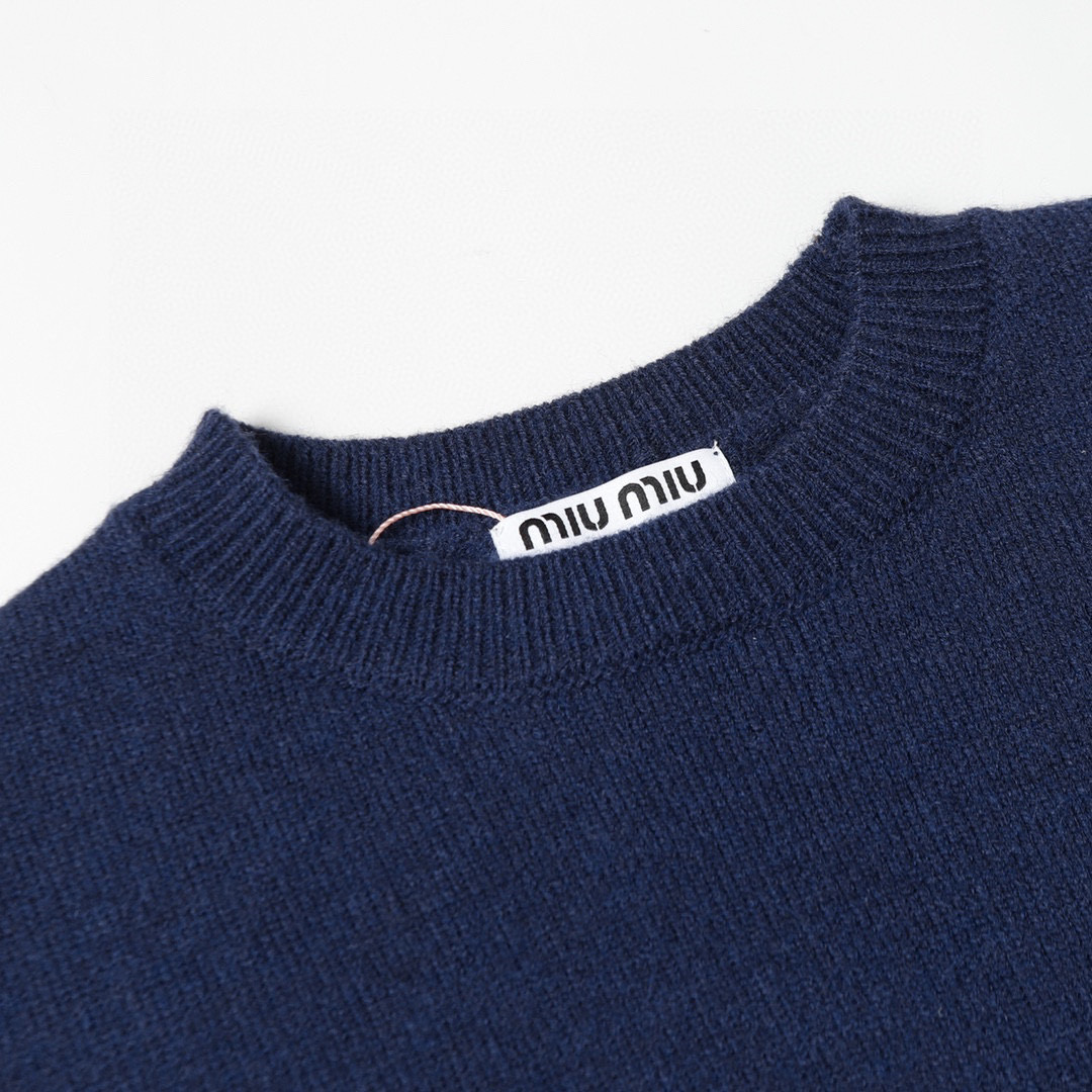 Miu Miu Women's Blue Embroidered Teddy Wool Blend Crew Neck Sweater 4 i1740823932222 5074 0 2