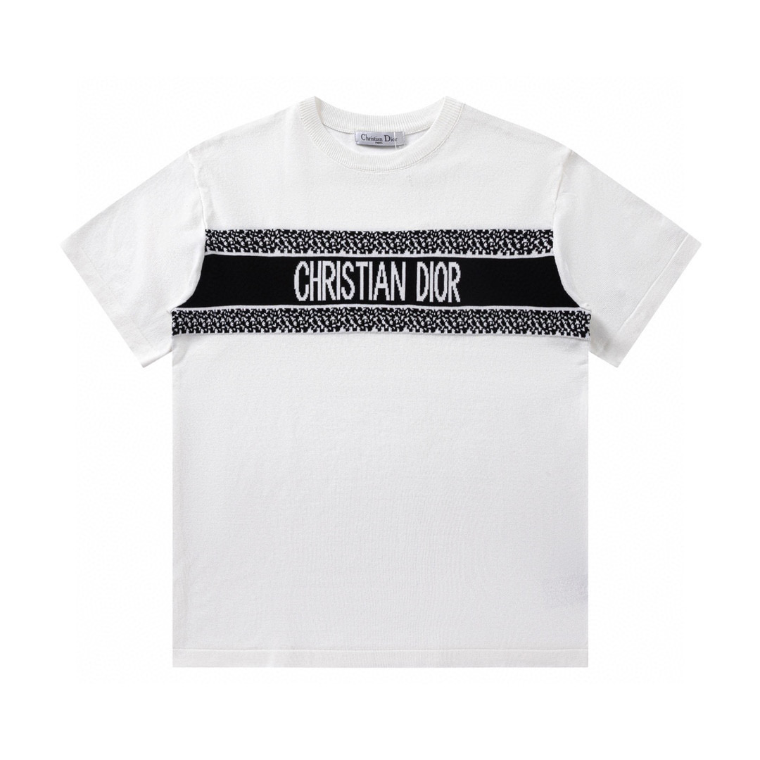 DIOR 23fw Classic Logo Woven T-shirt in Black and White - 图片 1