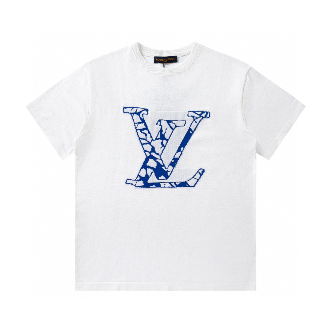 Luxury Louis Vuitton Heart Pattern T-shirt with Floral Design, Handcrafted Quality, White, SM L XL - 图片 1