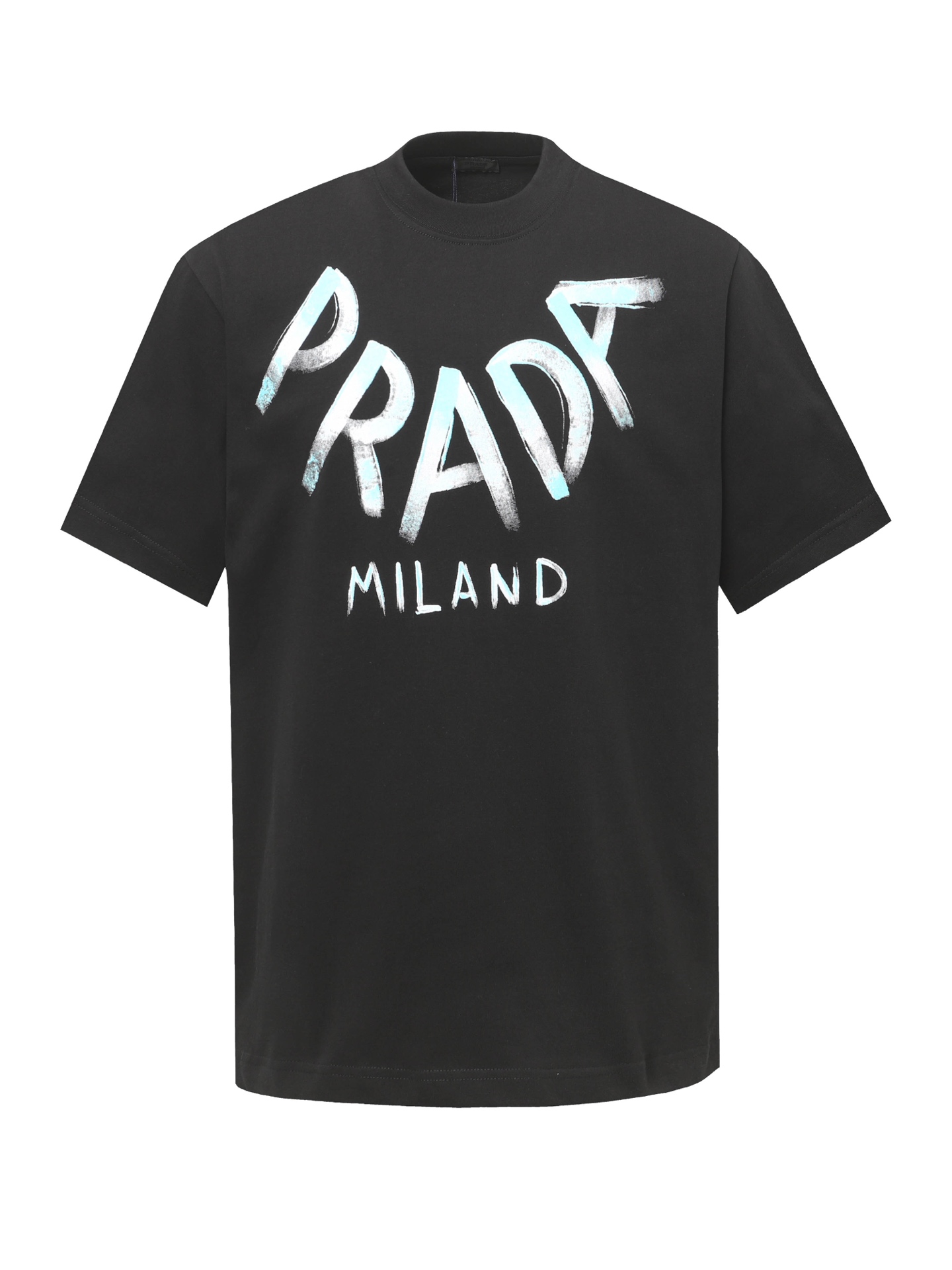 Prada Letter Logo T-Shirt: High-Quality, Soft Cotton, Customizable, 320g, Loose Fit - 图片 1