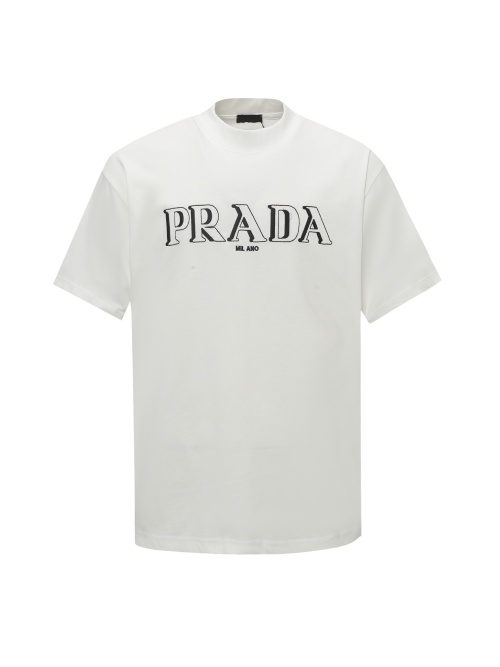 Prada Camiseta de Manga Corta con Logo 3D Bordado para Hombre 17 Prada Camiseta de Manga Corta con Logo 3D Bordado para Hombre