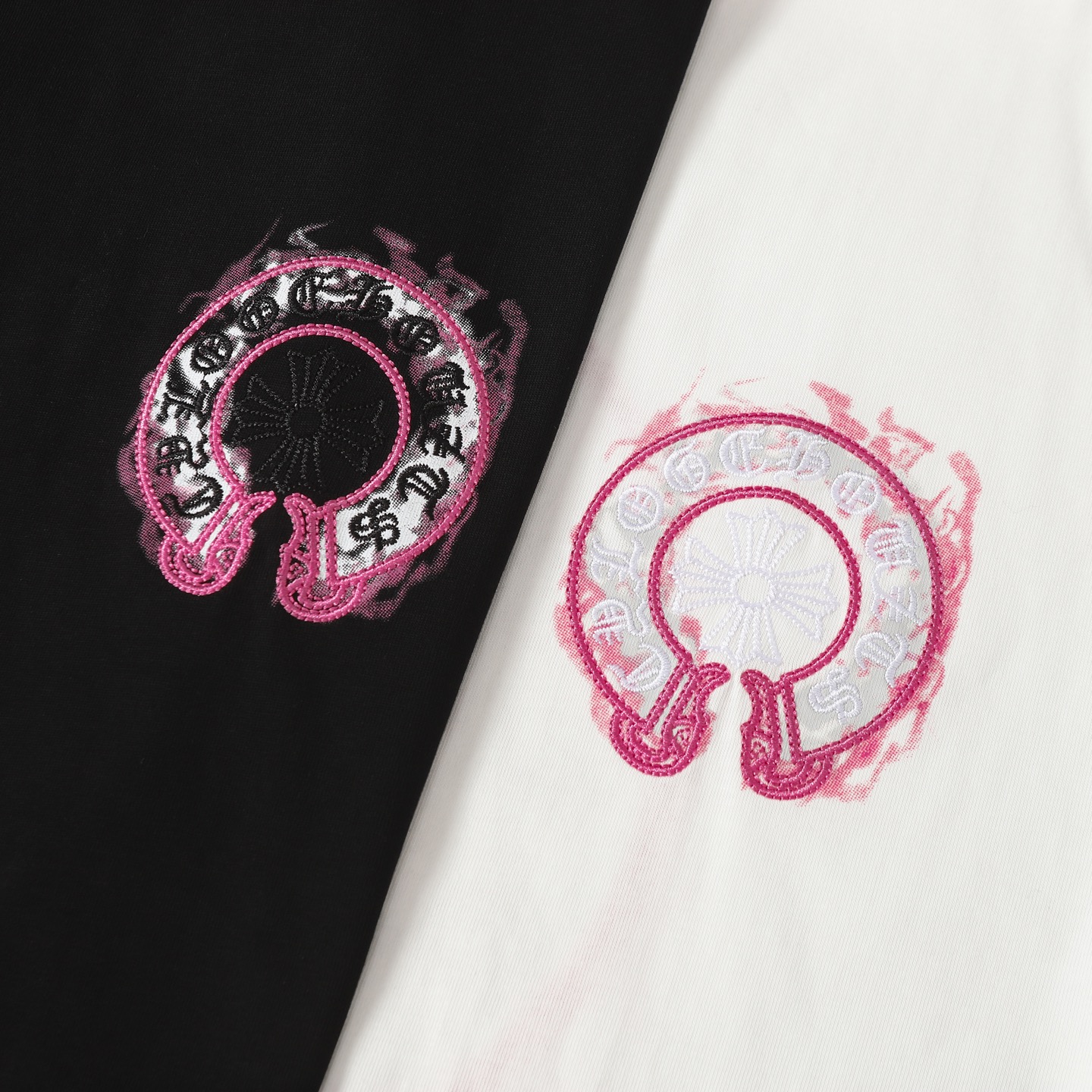 Chrome Hearts COME HEARTSCH/克罗心紫马蹄印花刺绣短袖T恤