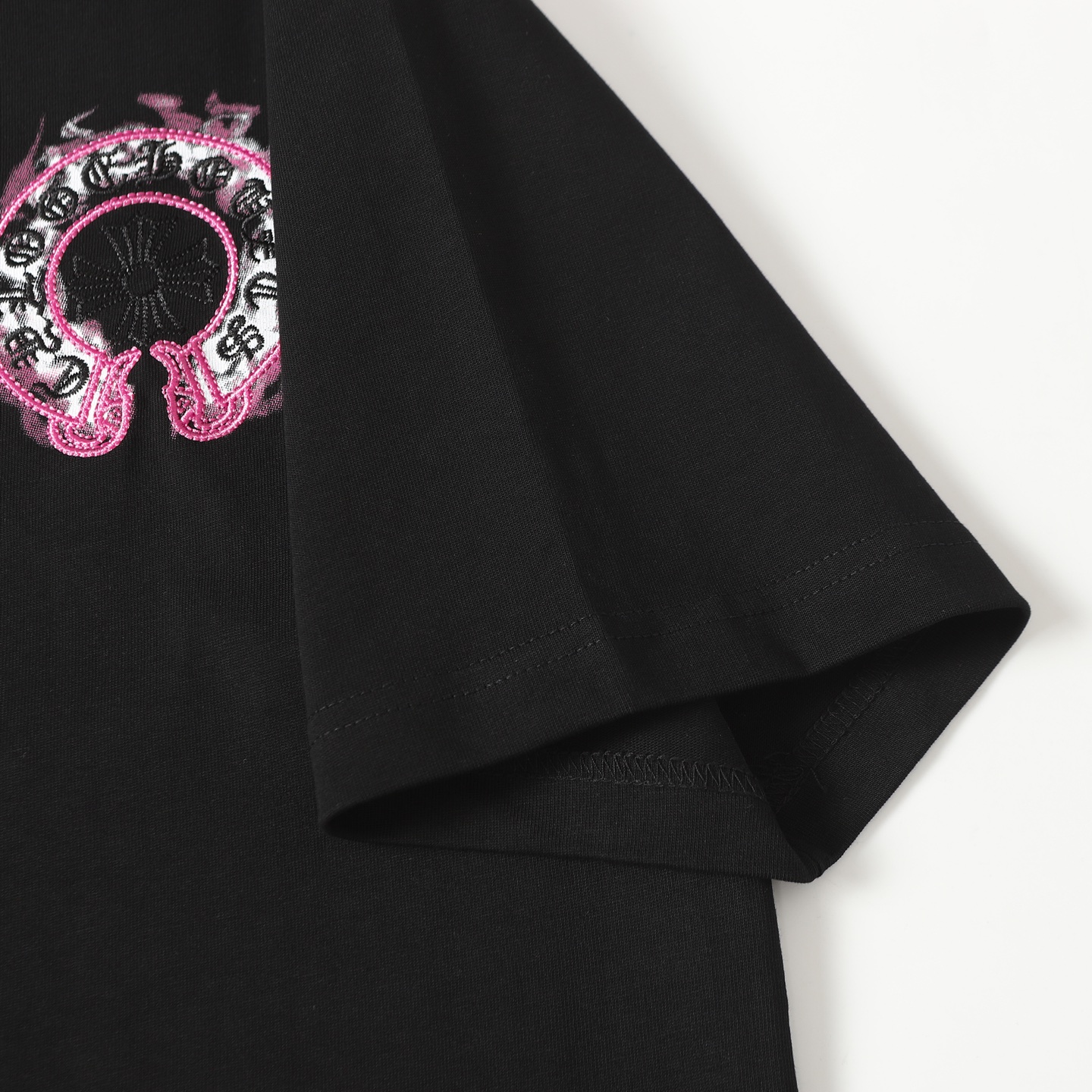 Chrome Hearts COME HEARTSCH/克罗心紫马蹄印花刺绣短袖T恤