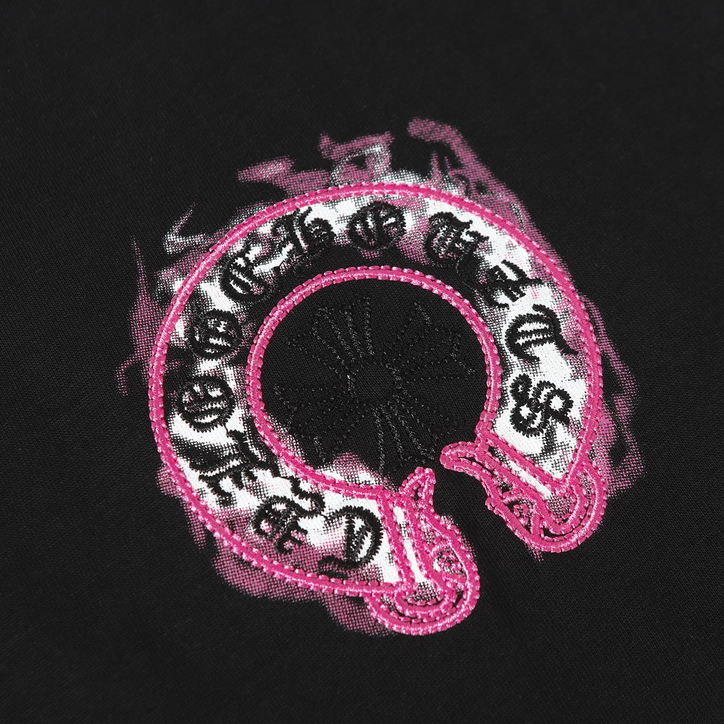 Chrome Hearts COME HEARTSCH/克罗心紫马蹄印花刺绣短袖T恤
