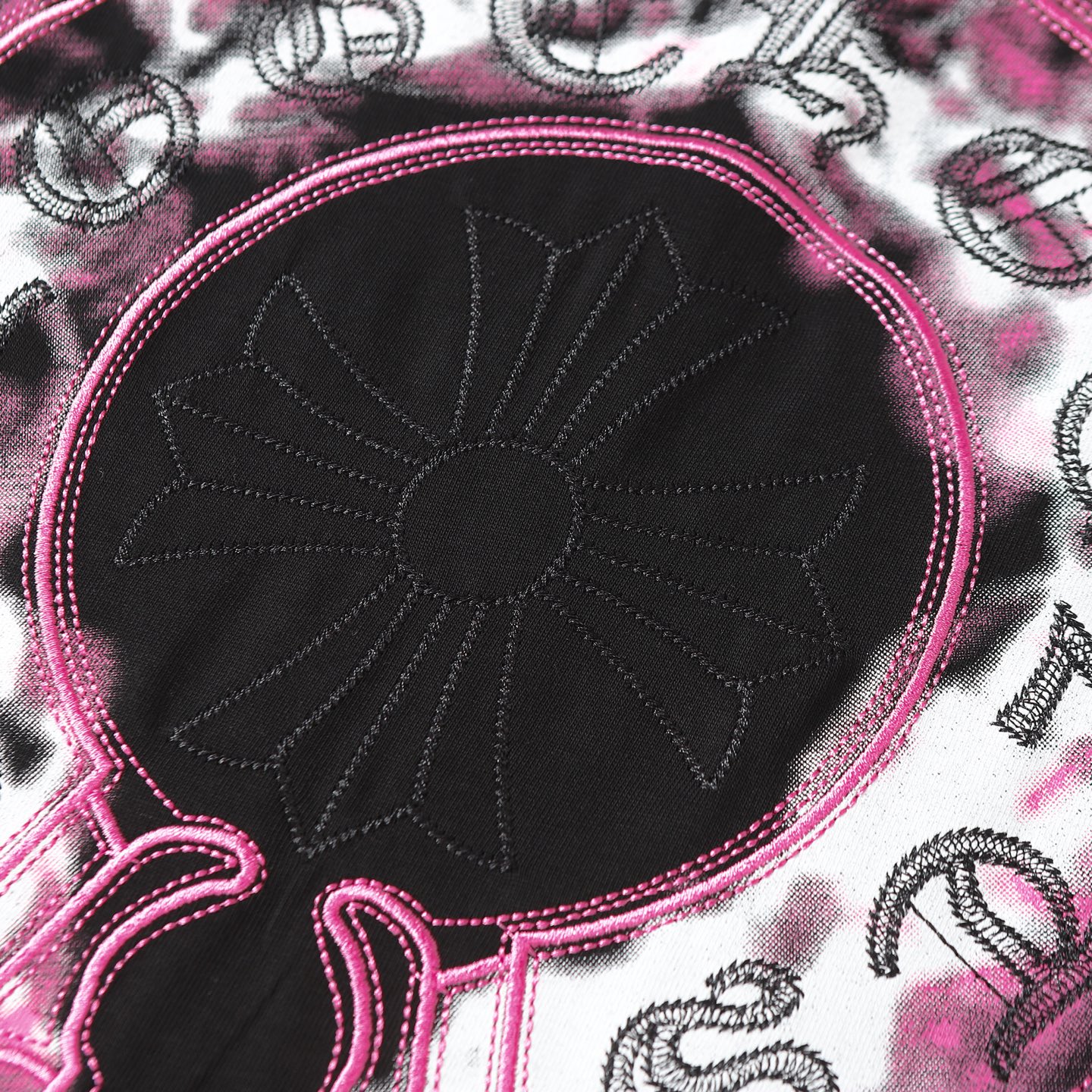 Chrome Hearts COME HEARTSCH/克罗心紫马蹄印花刺绣短袖T恤
