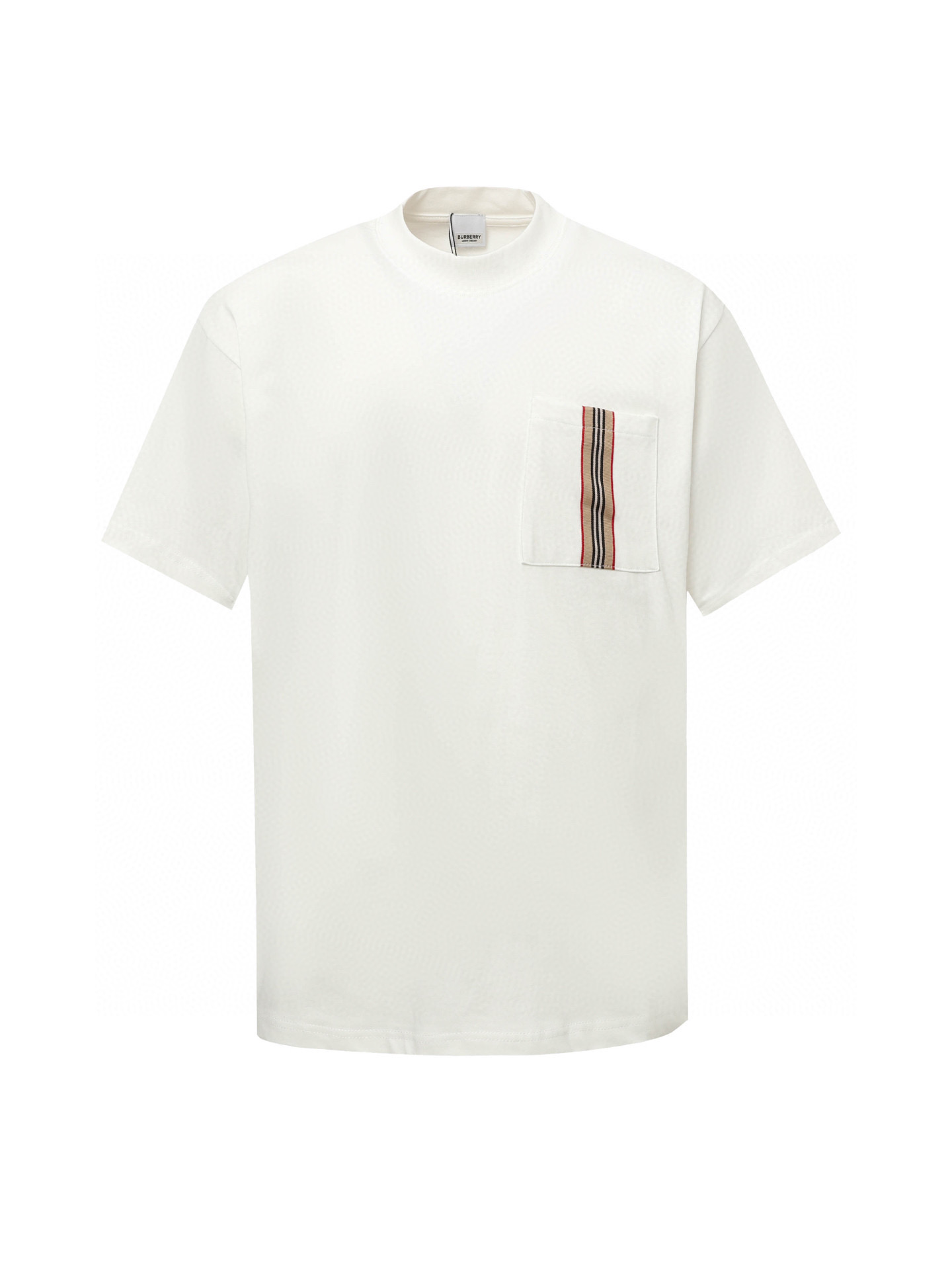 BURBERRY/Burberry Camiseta de manga corta con tribanda a cuadros y bolsillos 25ss confeccionada con tejidos personaliza…
