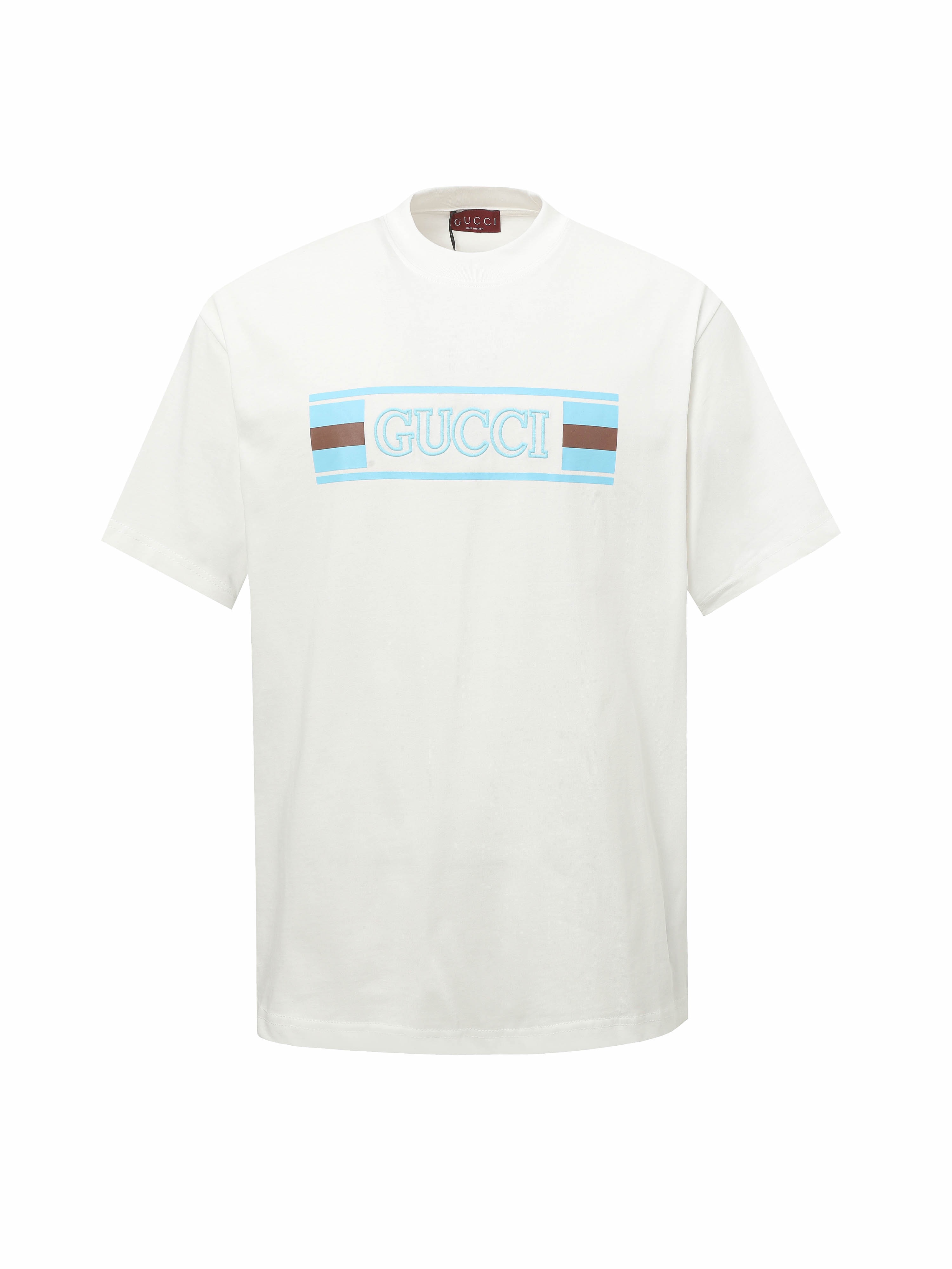 Camiseta de manga corta de Gucci con nueva etiqueta y estampado. Tejido: algodón peinado de 50 cabos y doble torsión, c…