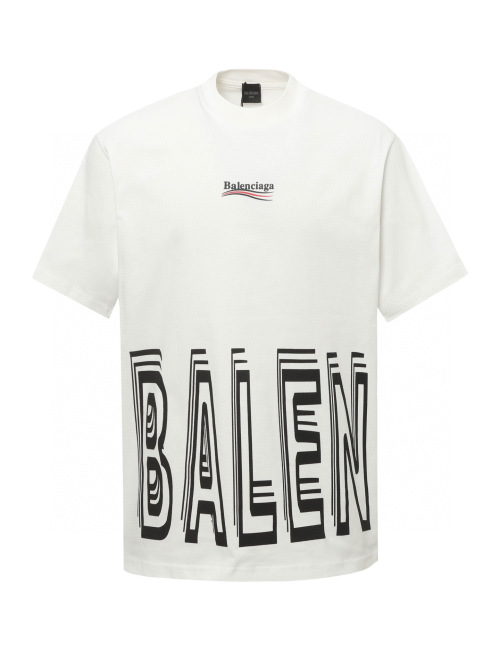 טי שירט Balenciaga עם הדפס לוגו קדמי ואחורי, גזרה רפויה, כותנה מסורקת 1 טי שירט Balenciaga עם הדפס לוגו קדמי ואחורי, גזרה רפויה, כותנה מסורקת