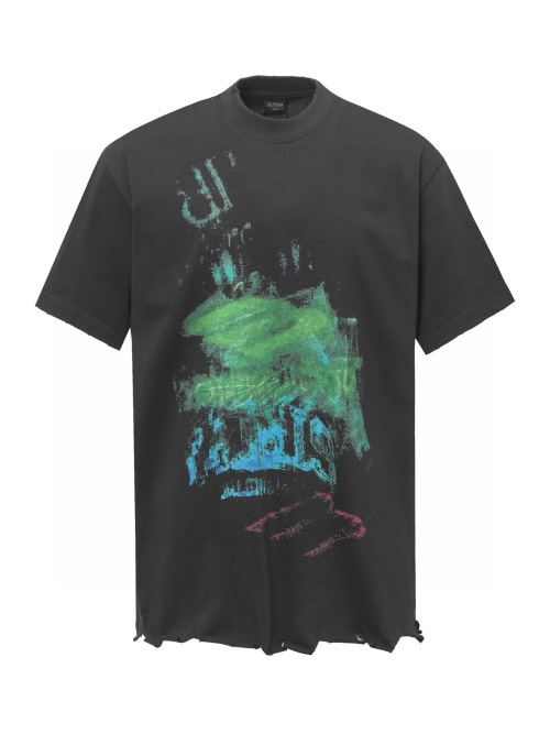 Balenciaga Distressed Graffiti Print T-Shirt, Limited Edition, Unisex Style 1 Balenciaga Distressed Graffiti Print T-Shirt, Limited Edition, Unisex Style