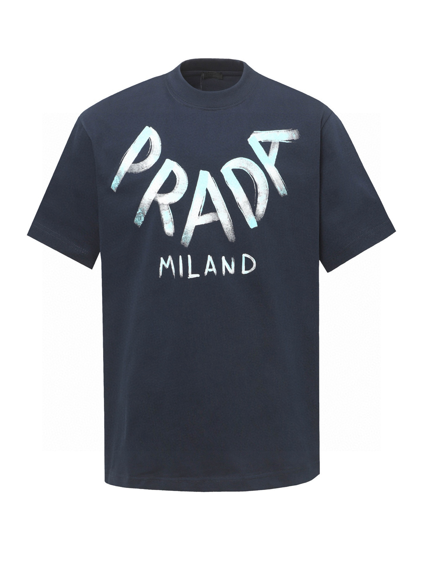 Camiseta de manga corta estampada con cuello con logo de letra Prada de alta calidad. Confeccionado en tejido puro de a…