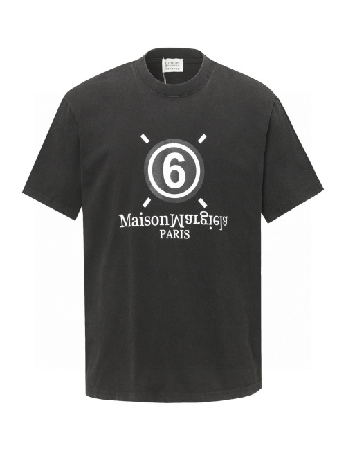 Maison Margiela Camiseta de algodón con estampado numérico '6' lavado en negro 18 Maison Margiela Camiseta de algodón con estampado numérico ‘6’ lavado en negro