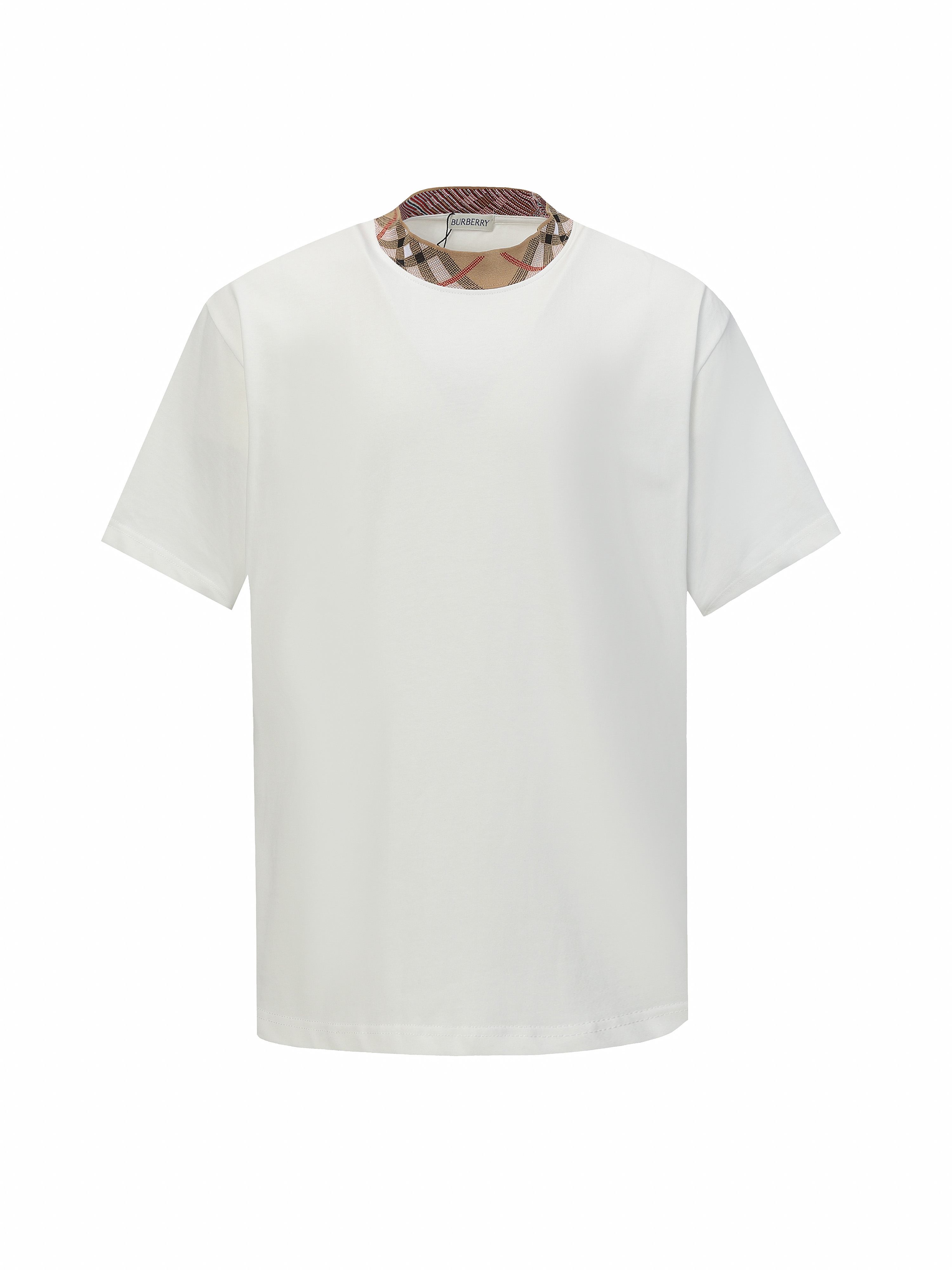 Camiseta BURBERRY BBR de manga corta y cuello a cuadros. La versión original está confeccionada con tejido liso de algo…