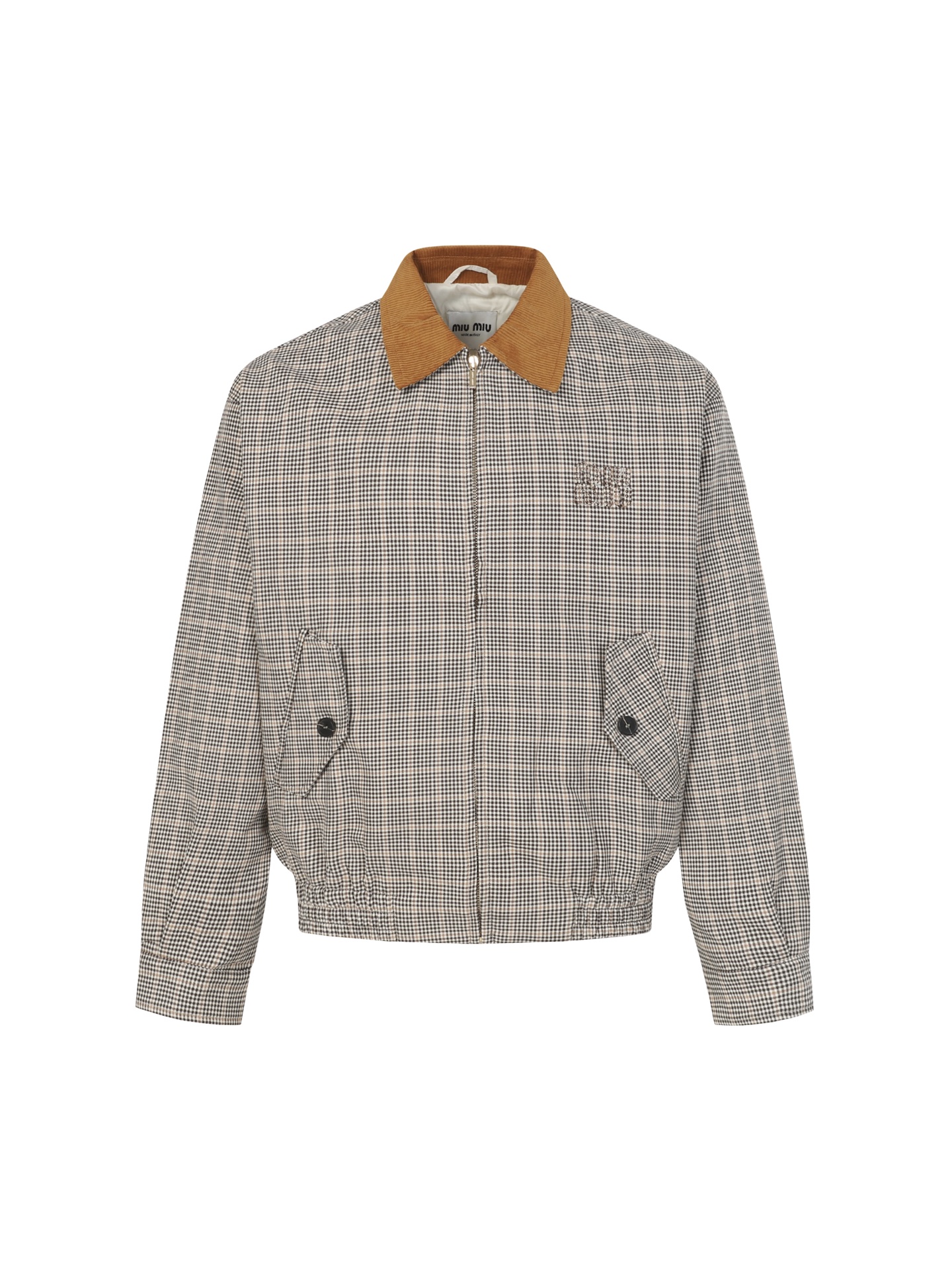 Miu Miu Corduroy Plaid Jacket - Retro Style, Unisex Design, Gray Color