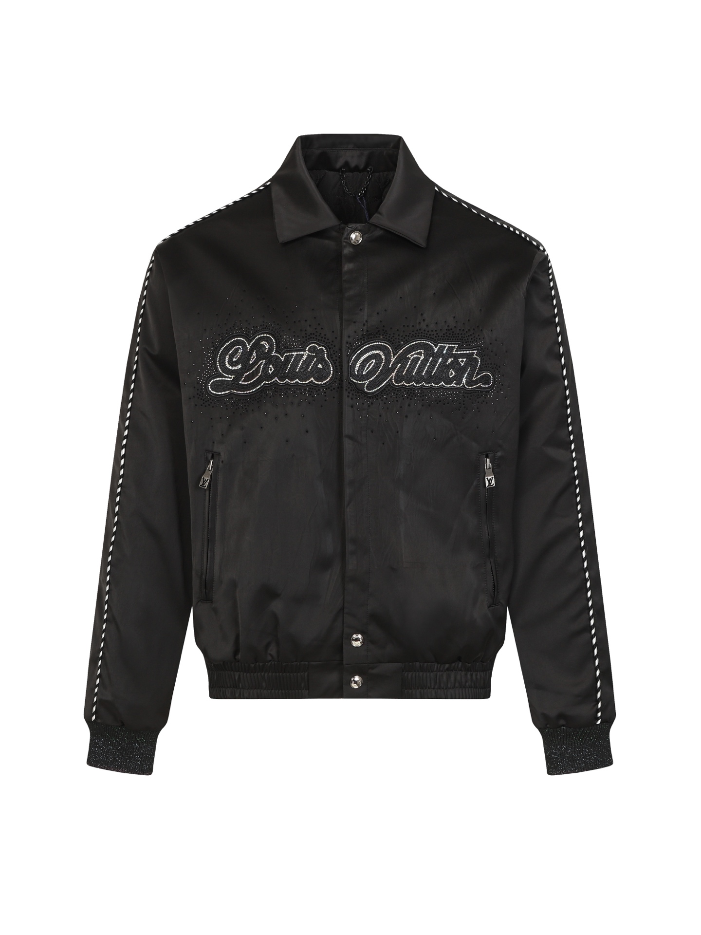 Louis Vuitton Silk Waist Baseball Jacket with Rhinestone Embellishments