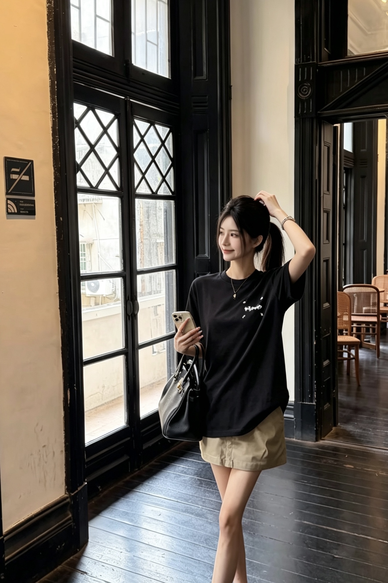 Efecto de uso MAISON MARGIELA Ma Jila MM6 Camiseta de manga corta con bordado y desgastado